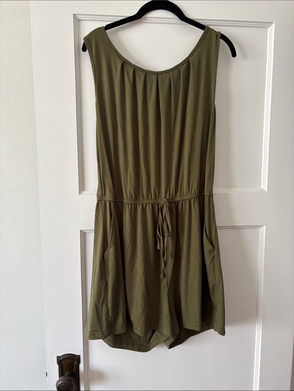 Sleeveless Olive Green Drawstring Waist romper